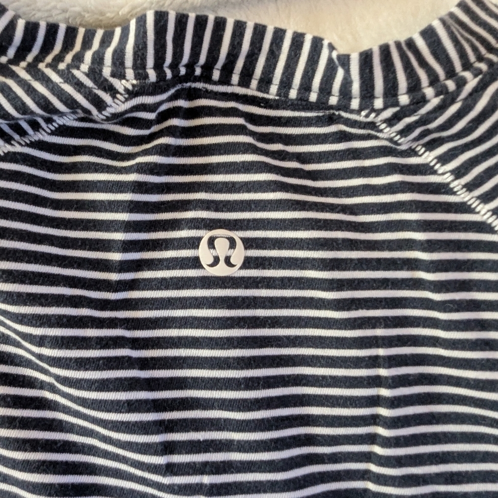 lululemon athletica Black and White Striped Crop Top